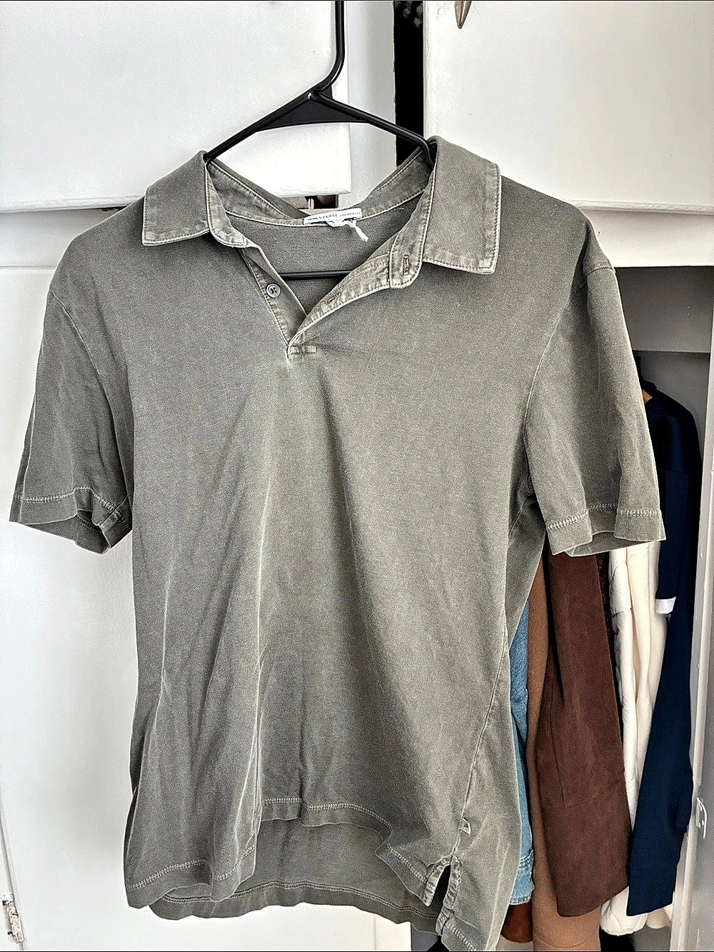 James Perse Sueded Jersey Polo Gray Size 0
